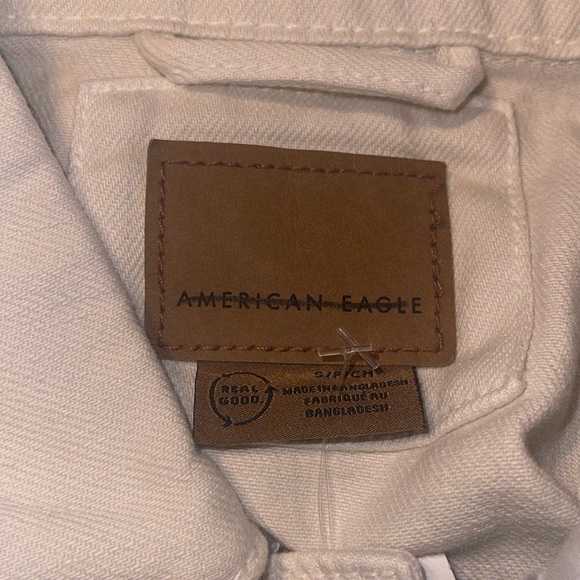American Eagle AE Cropped white Denim Jacket women’s size small - Picture 5 of 7